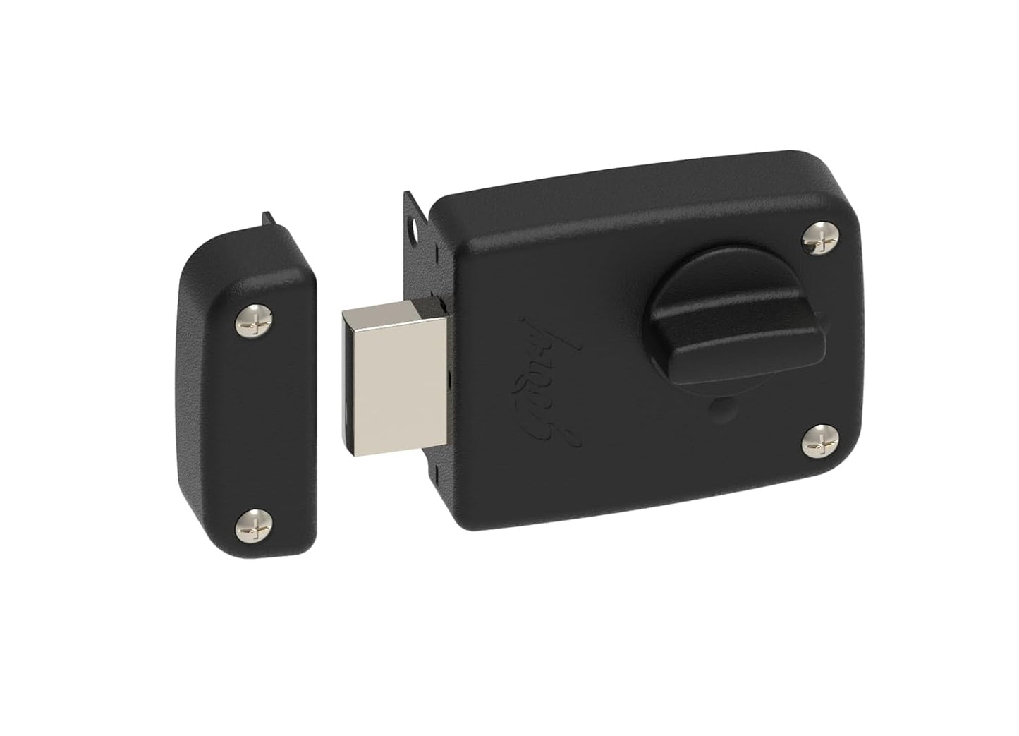 Godrej Locks | Rim Lock | Deadbolt Compact |1CK Deadbolt | for Inside Opening Wooden Main Door|Left/Right Handed Doors | 3 Keys| Textured Black Finish