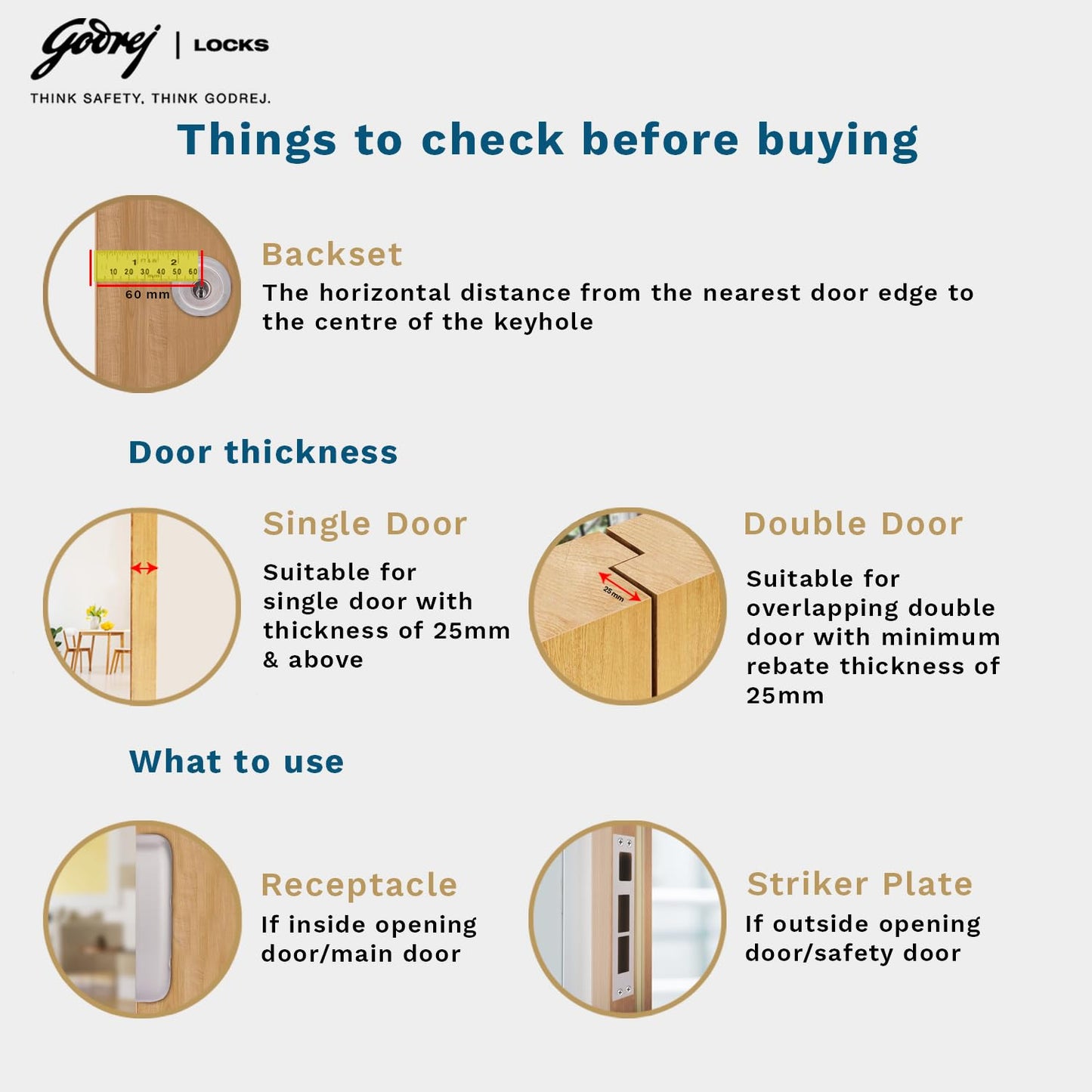 Godrej Centaur Rim Lock I World's 1st Dual Motion Lock | Ultra XL+ Technology| 4 Keys I 1CK Dead Bolt Lock for Main & Safety Door (Satin Nickel)