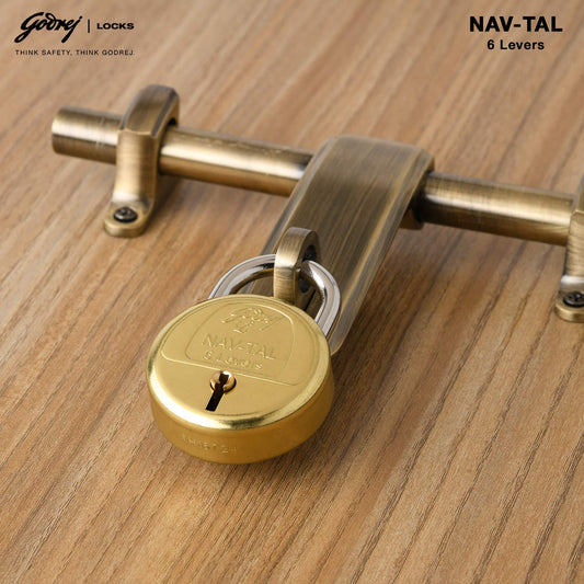 Godrej Locks Navtal 6 Levers Brass Lock with 2 Keys