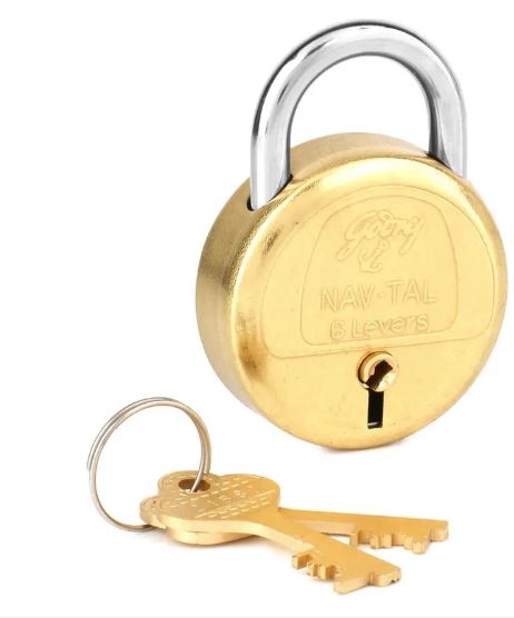 Godrej Locks Navtal 6 Levers Brass Lock with 2 Keys