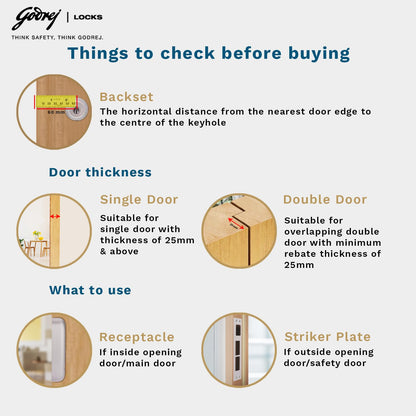 Godrej Centaur Rim Lock I World's 1st Dual Motion Lock | Ultra XL+ Technology| 4 Keys I 1CK Dead Bolt Lock for Main & Safety Door (Satin Nickel)