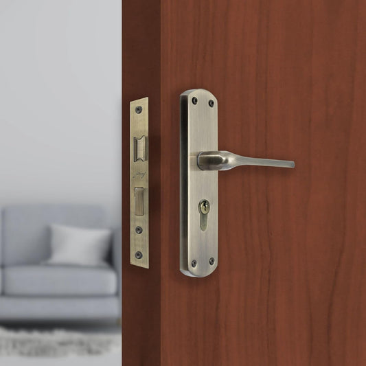 Godrej Mortise Lock I Handle Set 1CK EM02 I Antique Brass Finish I 6-Lever Lock I 3 Keys I Double Throw I 5" Handle I Left/Right Handed Door Operation